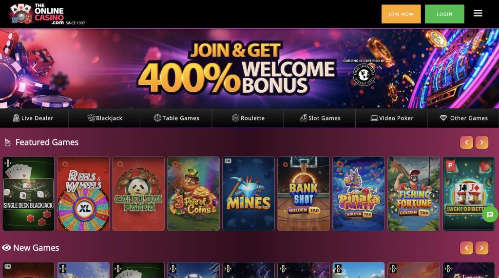 TheOnlineCasino Fast Payout Casino Welcome Bonus